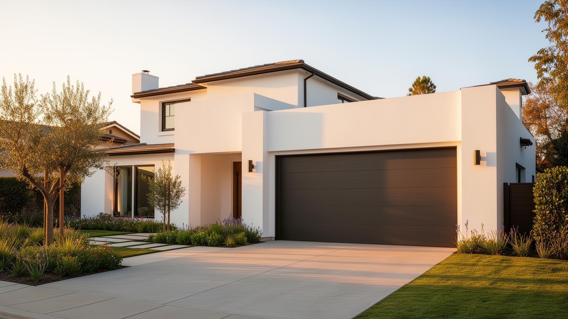 Modern garage door on California home